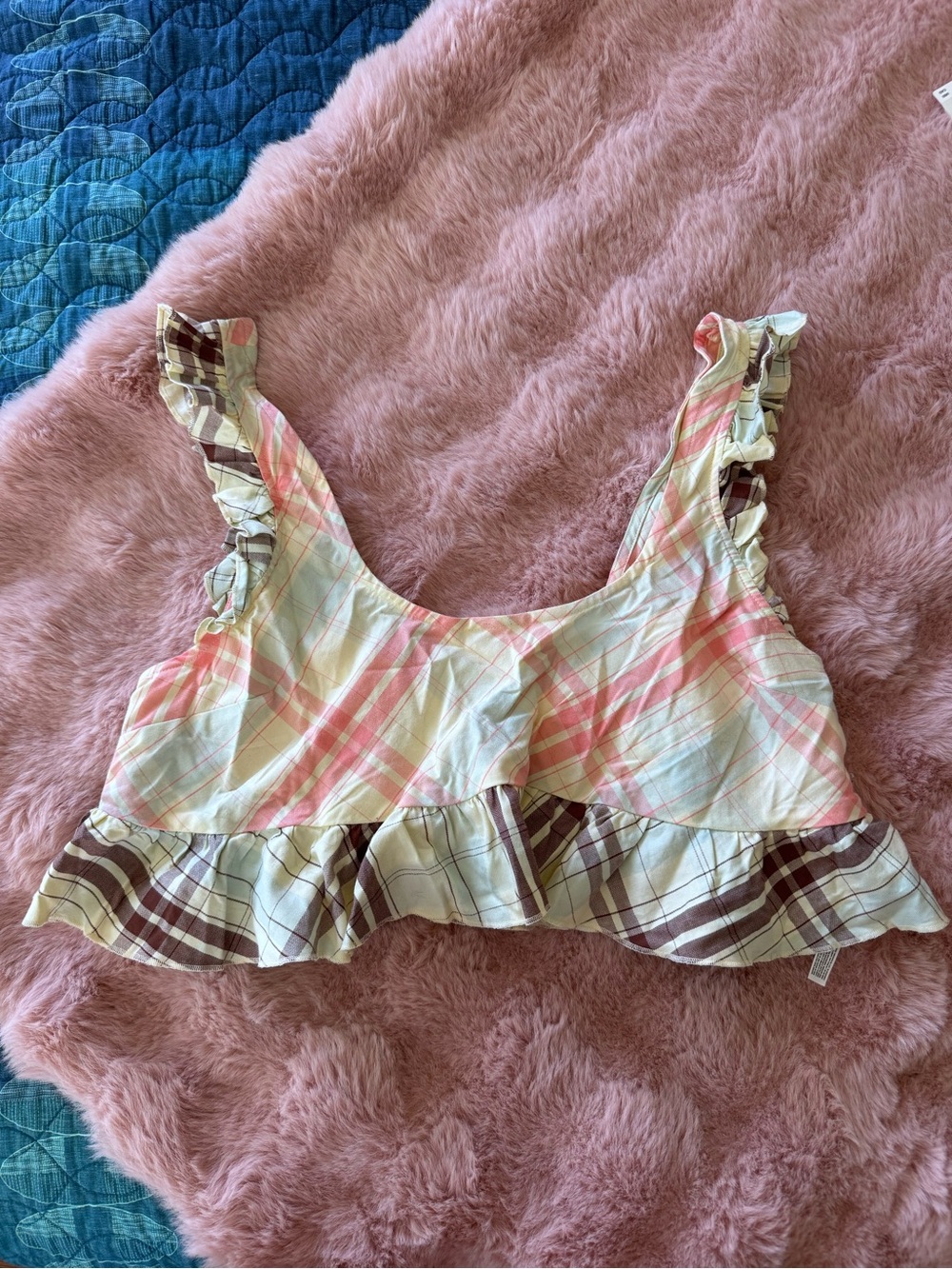 NWT Anthropologie LYREBIRD Ruffle Flannel Crop Top & Matching Shorts